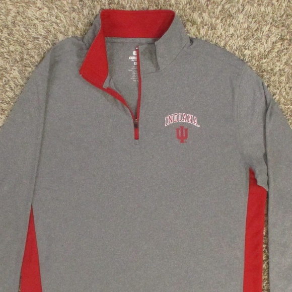 Indiana University Sweatshirt Men's XL Gray Red 1/4 Zip Pullover Colosseum - Picture 3 of 7